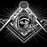 A Masonic eye symbol, representing the themes of wisdom, enlightenment, and mystery explored in the Masonic quotes.