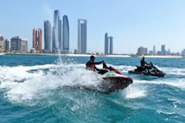 Where in Abu Dhabi might one get jet ski rentals?