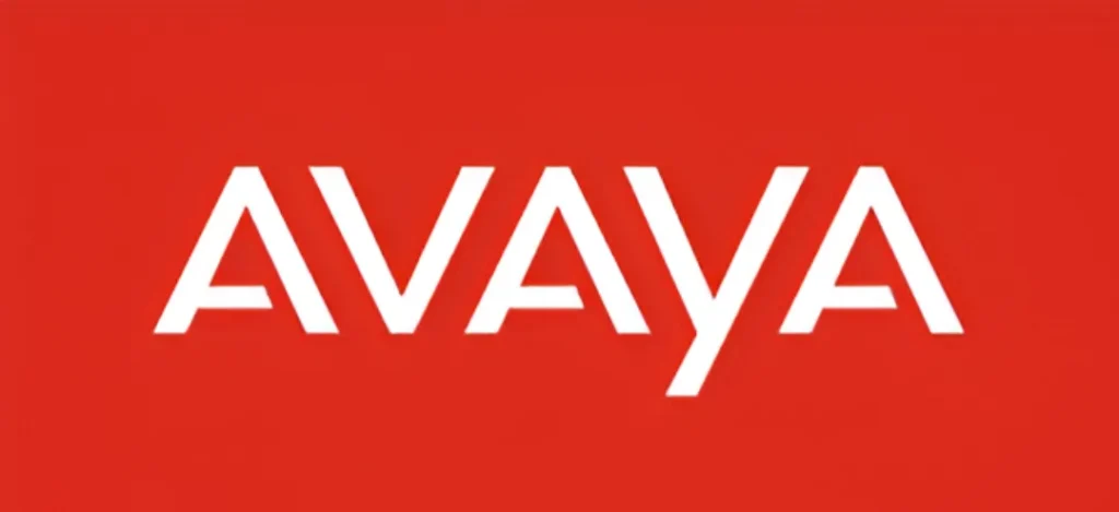 The Avaya logo in white letters on a solid red background.