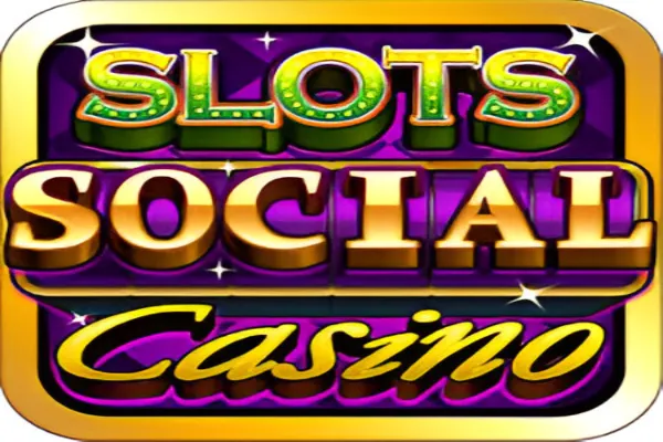 Vibrant, stylized icon for a social casino app with the words 'SLOTS SOCIAL Casino'.