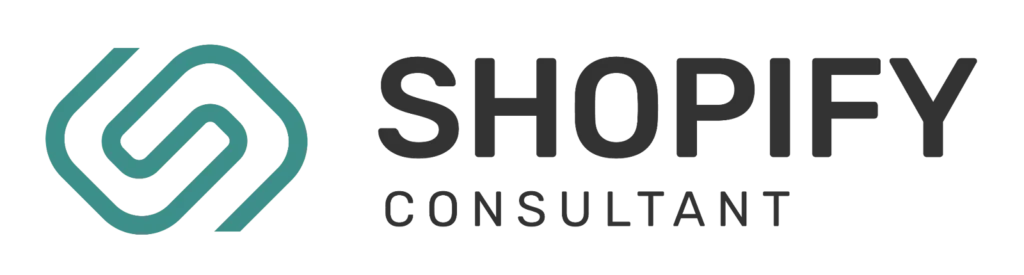 A logo for "SHOPIFY CONSULTANT" featuring a stylized green 'S' icon, representing expert guidance for new Shopify store owners.
